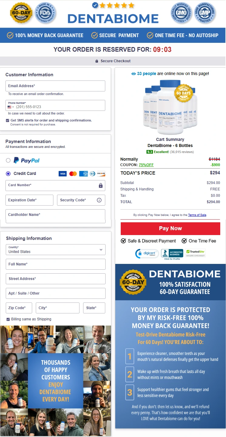 DentaBiome Checkout Page